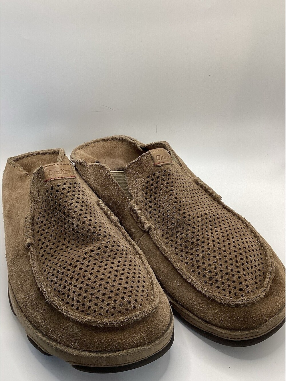 OluKai Moloa Kohana Perforated Leather Slip-On Shoes – Men’s Sz 12(Brown)